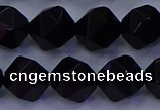 CAG9354 15.5 inches 12mm faceted nuggets black agate beads