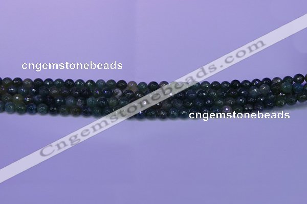 CAG9360 15.5 inches 4mm faceted round moss agate beads wholesale