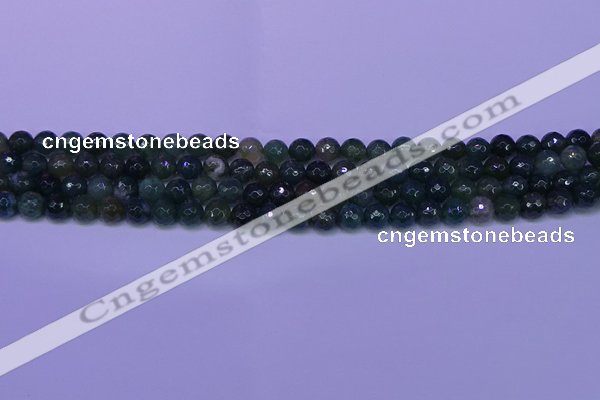 CAG9361 15.5 inches 6mm faceted round moss agate beads wholesale