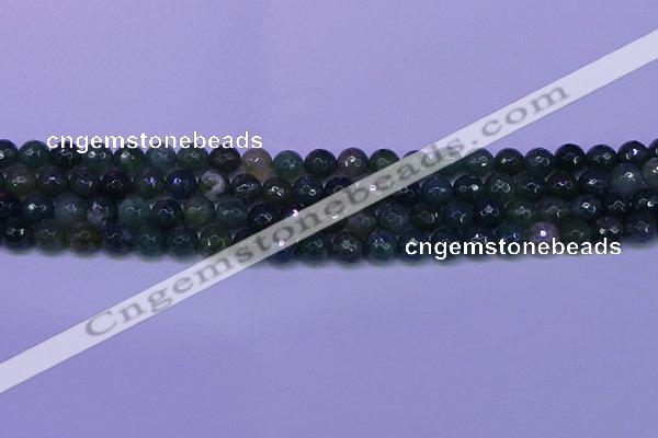 CAG9362 15.5 inches 8mm faceted round moss agate beads wholesale