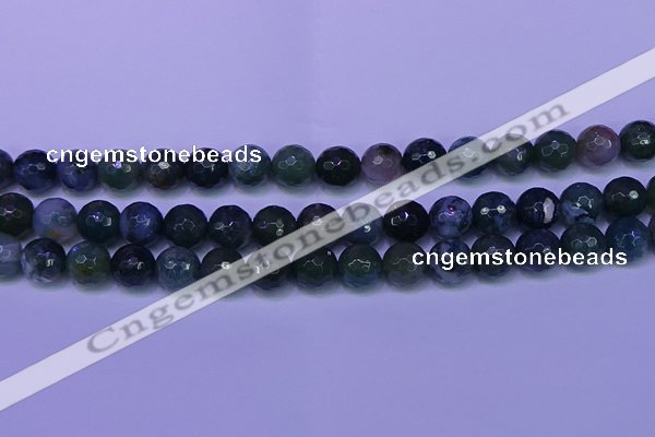 CAG9364 15.5 inches 12mm faceted round moss agate beads wholesale