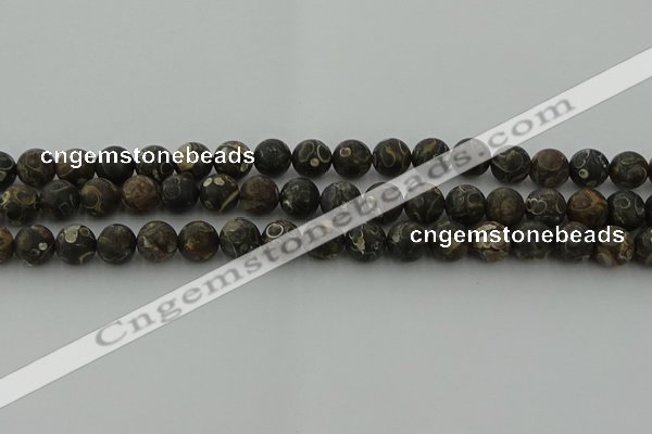 CAG9383 15.5 inches 10mm round matte turritella agate beads