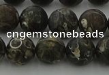 CAG9384 15.5 inches 12mm round matte turritella agate beads