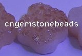 CAG9421 7.5 inches 16*16mm flower champagne plated druzy agate beads