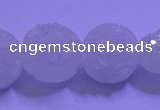 CAG9428 7.5 inches 10mm coin white plated druzy agate beads