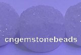 CAG9434 7.5 inches 25mm coin white plated druzy agate beads