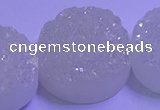 CAG9435 7.5 inches 30mm coin white plated druzy agate beads