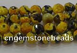 CAG9451 15.5 inches 6mm faceted round fire crackle agate beads