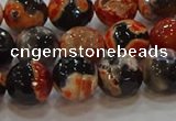 CAG9458 15.5 inches 10mm faceted round fire crackle agate beads