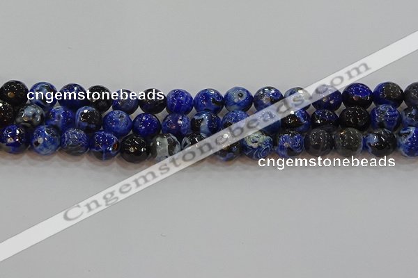 CAG9463 15.5 inches 10mm faceted round fire crackle agate beads