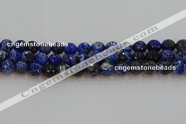 CAG9464 15.5 inches 12mm faceted round fire crackle agate beads