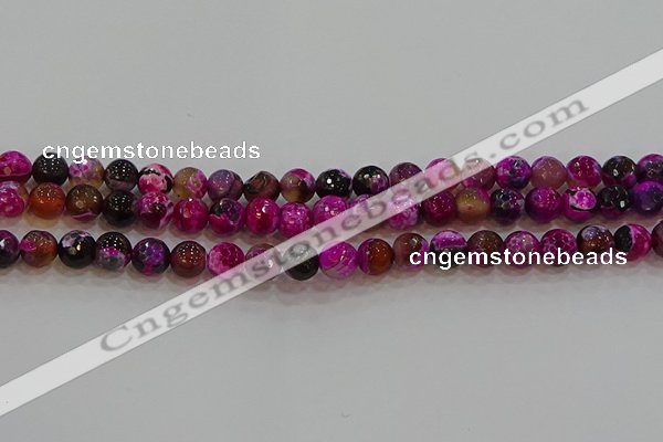 CAG9467 15.5 inches 8mm faceted round fire crackle agate beads