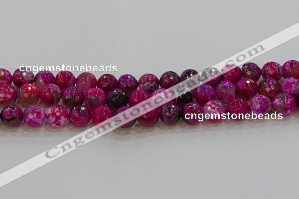 CAG9469 15.5 inches 12mm faceted round fire crackle agate beads