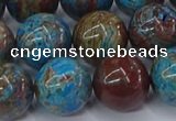 CAG9476 15.5 inches 14mm round blue crazy lace agate beads