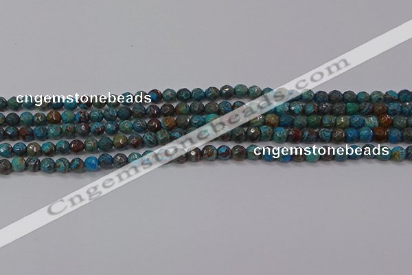 CAG9480 15.5 inches 4mm faceted round blue crazy lace agate beads