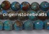 CAG9482 15.5 inches 8mm faceted round blue crazy lace agate beads