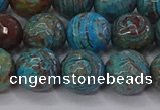 CAG9483 15.5 inches 10mm faceted round blue crazy lace agate beads