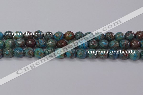 CAG9483 15.5 inches 10mm faceted round blue crazy lace agate beads