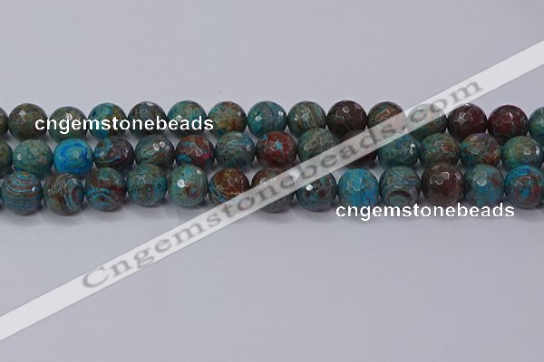 CAG9484 15.5 inches 12mm faceted round blue crazy lace agate beads