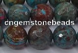 CAG9485 15.5 inches 14mm faceted round blue crazy lace agate beads