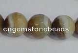 CAG949 16 inches 16mm faceted round madagascar agate gemstone beads