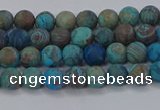 CAG9492 15.5 inches 4mm round matte blue crazy lace agate beads