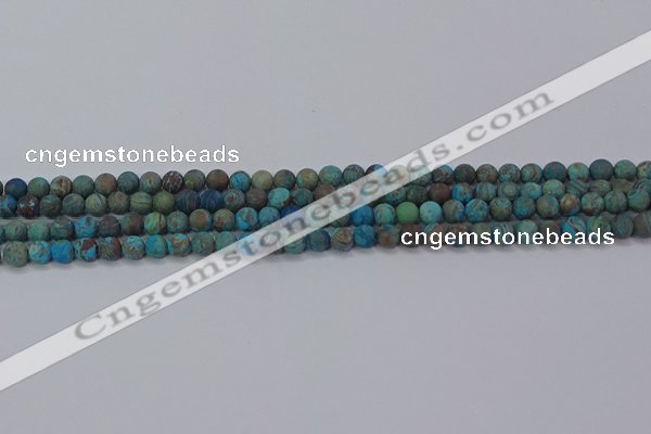 CAG9492 15.5 inches 4mm round matte blue crazy lace agate beads