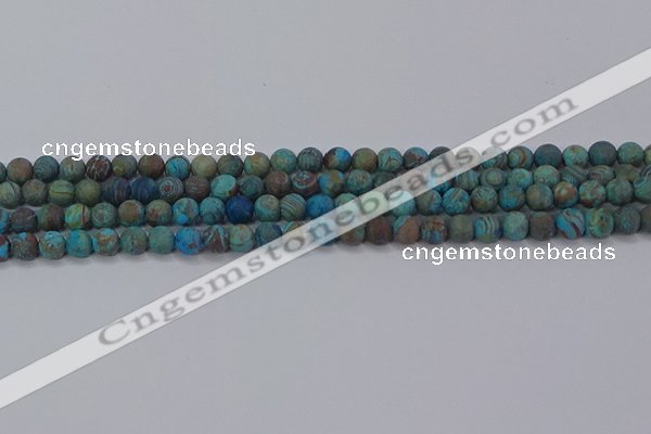 CAG9493 15.5 inches 6mm round matte blue crazy lace agate beads