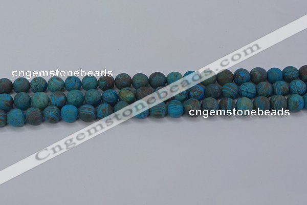 CAG9494 15.5 inches 8mm round matte blue crazy lace agate beads