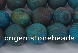 CAG9496 15.5 inches 12mm round matte blue crazy lace agate beads