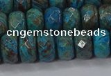 CAG9505 15.5 inches 6*10mm faceted rondelle blue crazy lace agate beads