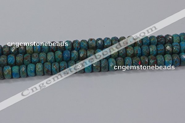 CAG9505 15.5 inches 6*10mm faceted rondelle blue crazy lace agate beads