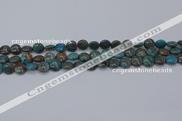 CAG9513 15.5 inches 10mm flat round blue crazy lace agate beads