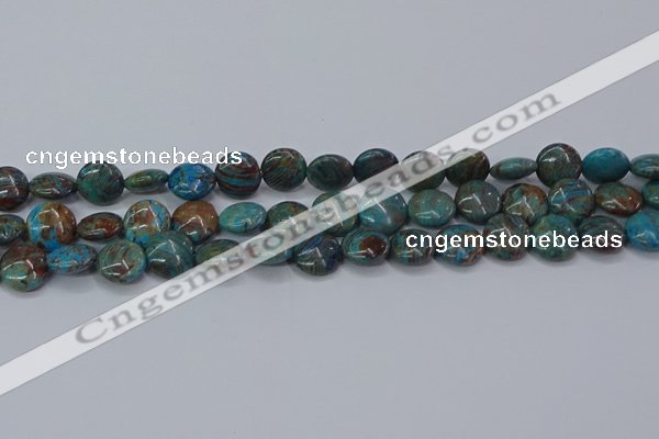 CAG9514 15.5 inches 12mm flat round blue crazy lace agate beads