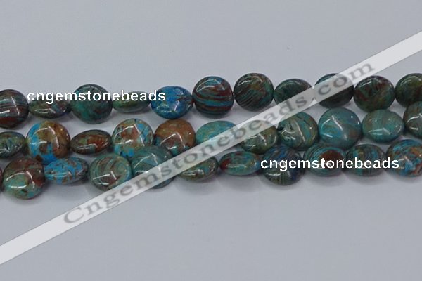 CAG9517 15.5 inches 18mm flat round blue crazy lace agate beads