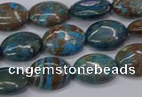 CAG9520 15.5 inches 10*14mm oval blue crazy lace agate beads