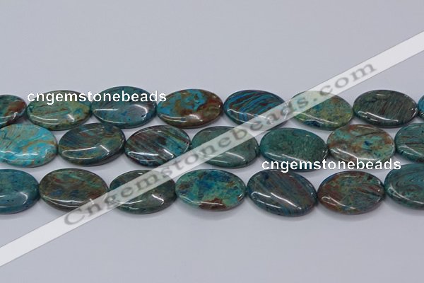 CAG9524 15.5 inches 18*25mm oval blue crazy lace agate beads