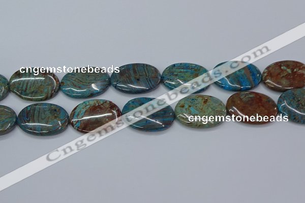 CAG9526 15.5 inches 25*35mm oval blue crazy lace agate beads
