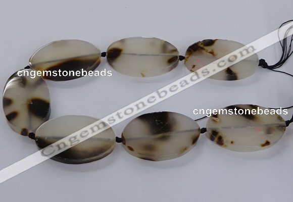 CAG9534 15.5 inches 35*55mm oval grey agate gemstone beads