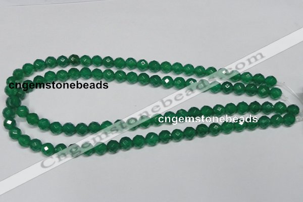 CAG955 15.5 inches 8mm faceted round green agate gemstone beads