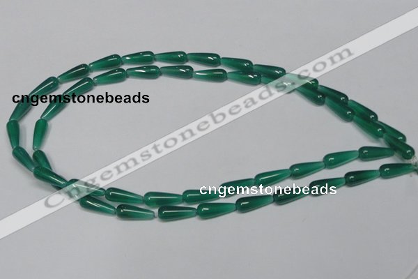 CAG957 15.5 inches 6*16mm teardrpop green agate gemstone beads