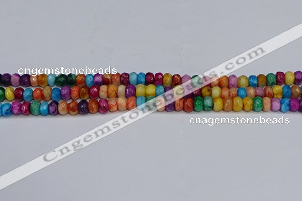 CAG9584 15.5 inches 4*6mm faceted rondelle crazy lace agate beads