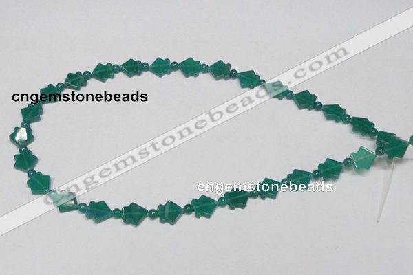 CAG963 15.5 inches 10*10mm fish green agate gemstone beads wholesale