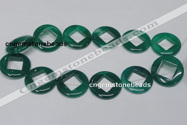 CAG966 15.5 inches 32mm donut green agate gemstone beads wholesale