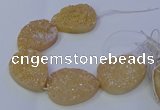 CAG9671 7.5 inches 30*40mm teardrop champagne plated druzy agate beads