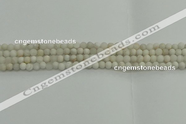 CAG9700 15.5 inches 4mm round matte grey agate beads wholesale