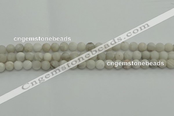 CAG9701 15.5 inches 6mm round matte grey agate beads wholesale