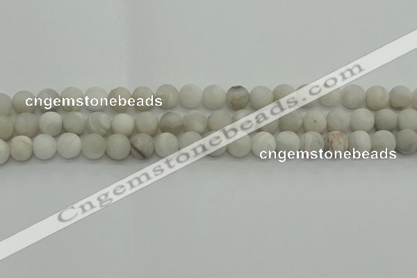 CAG9702 15.5 inches 8mm round matte grey agate beads wholesale