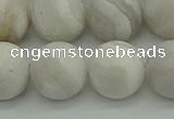 CAG9705 15.5 inches 14mm round matte grey agate beads wholesale