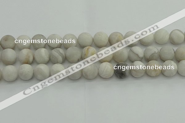 CAG9705 15.5 inches 14mm round matte grey agate beads wholesale
